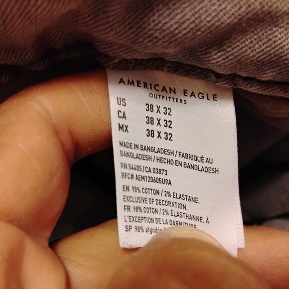 American Eagle jeans mens 38x32 gray distressed denim skinny stretch - Picture 7 of 9